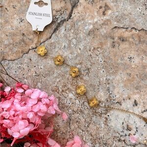 Gold-Toned Stainless Steel Flower Motif Bracelet